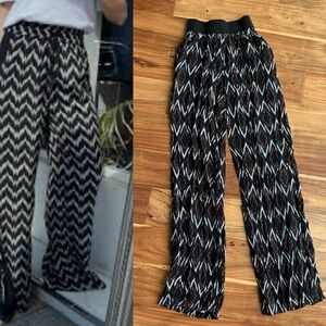 Joe Benbasset Monochrome Patterned Wide Leg Palazzo Flowy Pants XS